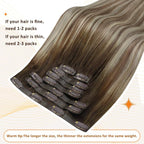 Full Shine Seamless Clip in Hair Extensions Remy Human Hair 16 Inch 120G 8 Pcs Balayage Brown Ombre to Light Brown Mix Blonde Human Hair Clip in Extensions for Women