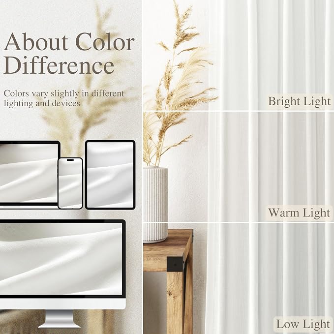 Off White Linen Curtains 63 inches Long - Image 4