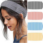 4pcs Striped Headbands for Women Wide Head Bands for Women's Hair Non Slip Wraps Elastic Stretchy Fashion Bandanas Workout Yoga Cute Hair Bands for Women's Hair Accessories