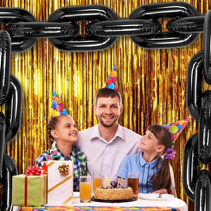 24 Pcs Chain Balloons, Giant Black Chain Balloons Garland, 16 inch Foil Chain - Image 7