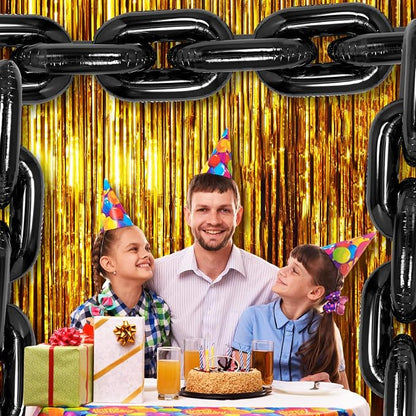 24 Pcs Chain Balloons, Giant Black Chain Balloons Garland, 16 inch Foil Chain - Image 7