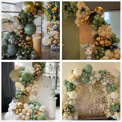 412Pcs Sage Green White Sand Gold Balloons Garland Arch Kit, 18 12 10 5 Inch - Image 7