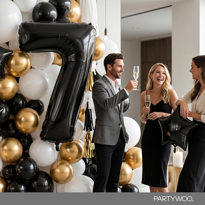PartyWoo Number Balloons 40 Inch Black Number 7 Kit 25pcs - Image 4