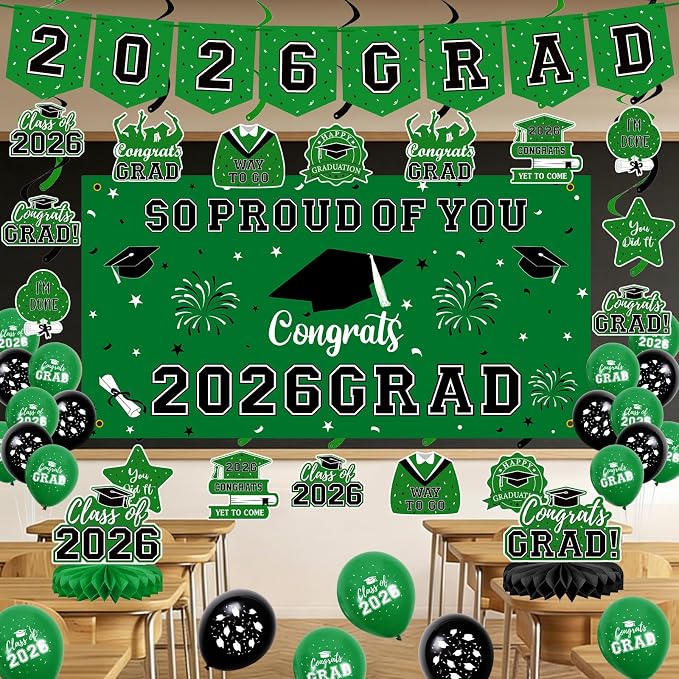 59Pcs Graduation Decorations 2026 Backdrop Balloons Banner Centerpiece Hanging - Image 6