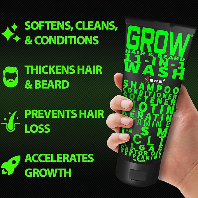 Beard Growth Kit for Thicker Fuller Beard - Includes Beard Balm and Mustache Wax, Biotin Gummies, Beard Growth Serum, and 11-in-1 Beard and Hair Wash & Conditioner - Complete Facial Hair Kit