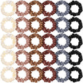 WILLBOND 30 Pcs Small Satin Silk Scrunchies Bulk for Women, Thin Hair Ties Mini Scrunchy Bands Skinny Ponytail Holders for Thick Curly Hair Pony Tails Wrist Decor(Colorful)
