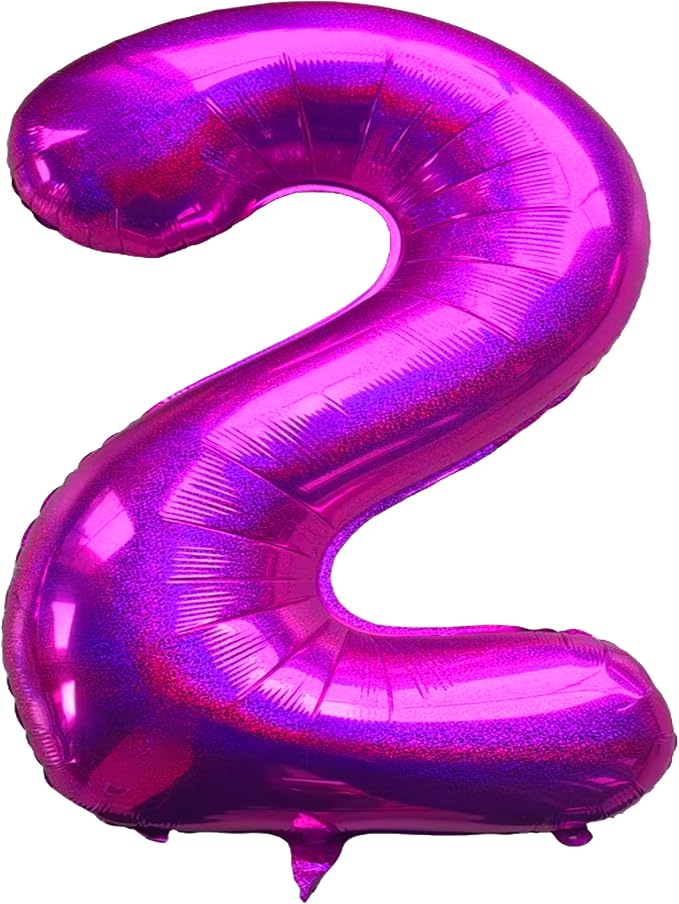 Jonhamwelbor 40 Inch Laser Hot Pink Number 2 Balloon Foil Mylar Giant Balloon by Jonhamwelbor
