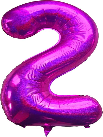 Jonhamwelbor 40 Inch Laser Hot Pink Number 2 Balloon Foil Mylar Giant Balloon by Jonhamwelbor