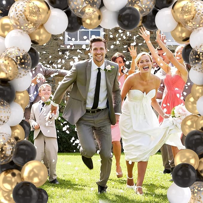 Patimate Black Gold Confetti Balloons Set - Image 3