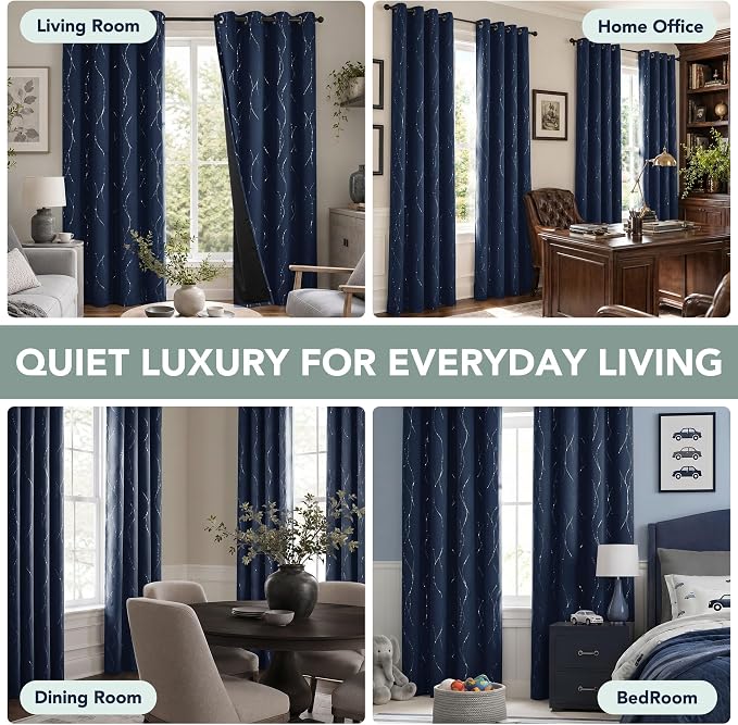 Deconovo 100% Blackout Living Room Curtains 63 Inches Long, Thermal Insulated - Image 7