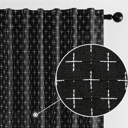 MIULEE Patterned Farmhouse Linen Curtains, Back Tab by MIULEE