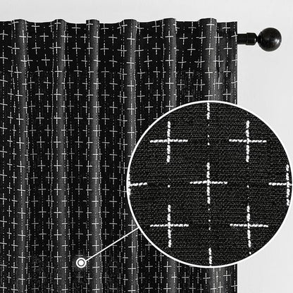 MIULEE Patterned Farmhouse Linen Curtains, Back Tab by MIULEE