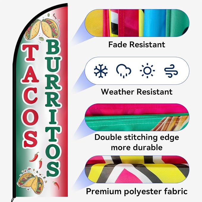 1PC Double Sided Tacos Burritos Feather Flag - Image 5