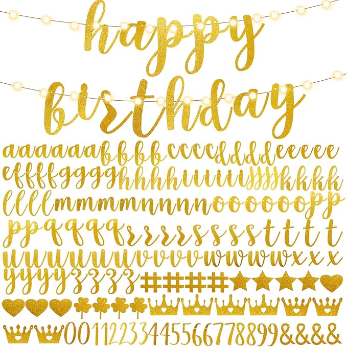 TaoBary 167 Pcs DIY Banner Kit Happy Birthday Glitter Banner Customizable by TaoBary