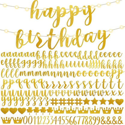 TaoBary 167 Pcs DIY Banner Kit Happy Birthday Glitter Banner Customizable by TaoBary