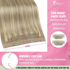 YoungSee 130G Wire Human Hair Extensions Blonde Highlight Wire Hair Extensions Human Hair Golden Blonde Highlights Light Blond Fish Line Extensions Remy Hair 20Inch