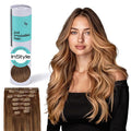 Irresistible Me Real Human Hair Extensions Clip Ins – 100% Human Hair Clip In Extensions for Length & Volume – Invisible Extension – Heat Resistant & Dyeable – Caramel Balayage, 20 Inches
