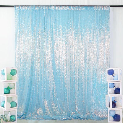 ShinyBeauty Aqua Photo Backdrop 7FTx7FT Sequin Backdrop Iridescent Aqua Mermaid - Image 2
