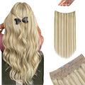 YoungSee Wire Hair Extensions Human Hair Brown Balayage Wire Hair Extensions Real Human Hair Medium Brown Ombre Caramel Blonde Fish Line Hair Extension Real Human Hair 16 Inch 80g