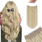 YoungSee Wire Hair Extensions Human Hair Brown Balayage Wire Hair Extensions Real Human Hair Medium Brown Ombre Caramel Blonde Fish Line Hair Extension Real Human Hair 16 Inch 80g