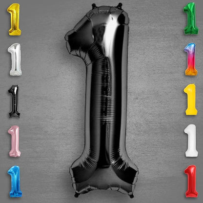 Black Number Balloon 1 Mylar Foil Balloons 16 inch Small - Image 6