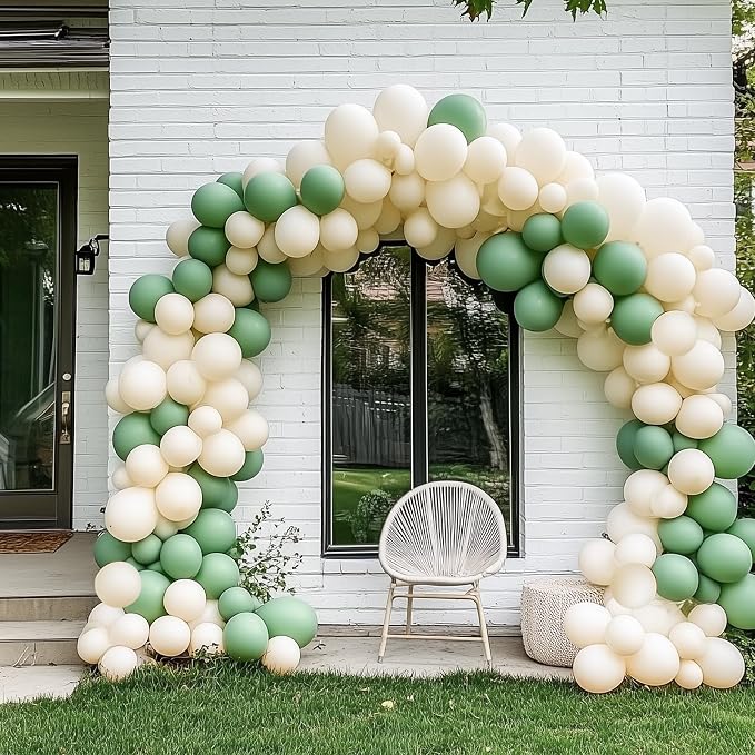 RUBFAC Sage Green Balloons Different Size Dusty Green Balloon 129pcs | Balloon - Image 4