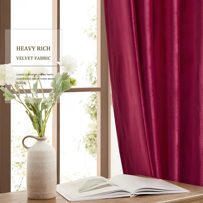 Luxury Ruby Red Velvet Curtain Drapes - Image 4