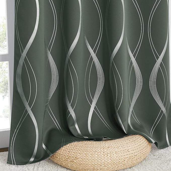 NICETOWN Blackout Curtains 84 inch Length 2 Panels Set, Dark Mallard, Noise - Image 6