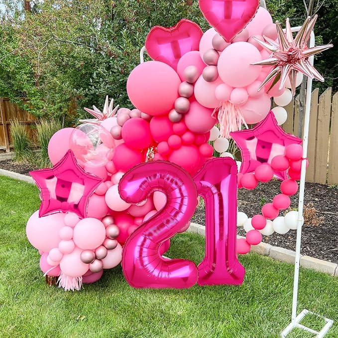 40 Inch Number Balloons Hot Pink 2 Cowgirl Pink 2nd Birthday Decor 9Pcs | Large - Image 7