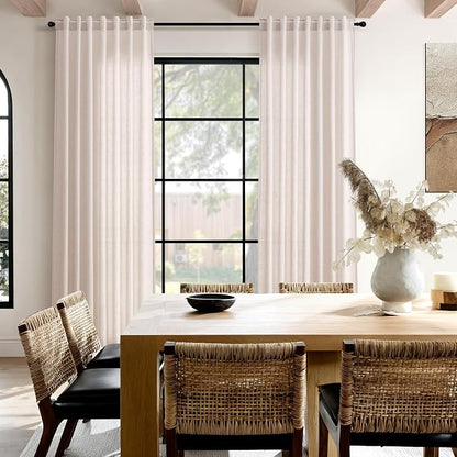 Natural White Linen Curtains 102 Inches Long - Image 8