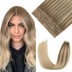 Pinkpearl Invisible Tape in Hair Extensions Human Hair, 20pcs 14inch 40g #8T60 Balayage Ash Brown to Platinum Blonde Injection Tape in Extensions Real Remy Seamless Human Hair Injected