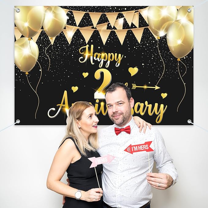 HAMIGAR 6x4ft Happy 2nd Anniversary Banner Backdrop - Image 6