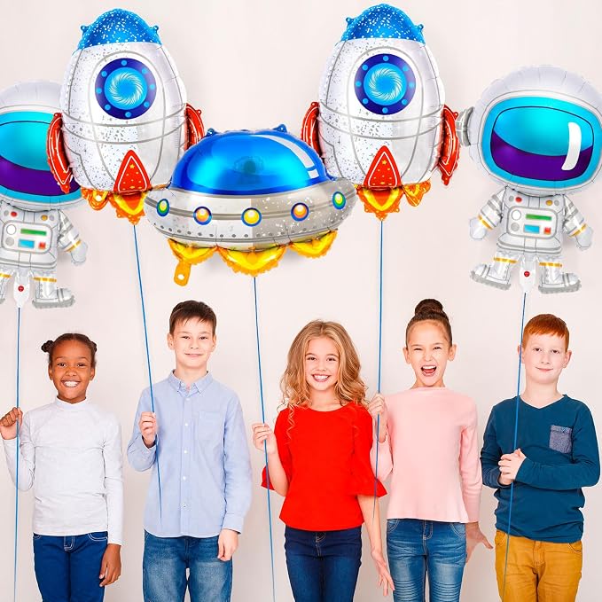 6 Pcs Space Balloons, Astronaut UFO Rocket Foil Balloons - Image 7