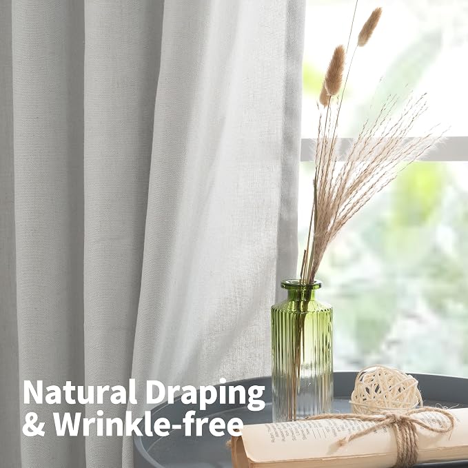 YoungsTex 72 Inch Length Grey Linen Curtains - Image 7