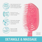 Conair Scalp Care Detangling hairbrush - Curly Hair Brush - Scalp Massager - hairbrushes for women & men - detangler for all lengths and types - can use wet or dry - Pink Pulse
