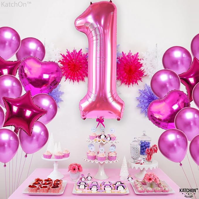 KatchOn Number 1 Balloon, Hot Pink Foil Mylar - Image 7