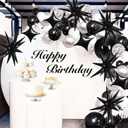 TONIFUL 18Pcs 22Inch Black Large Explosion Star Mylar Balloons and 10Inch Four - Image 6