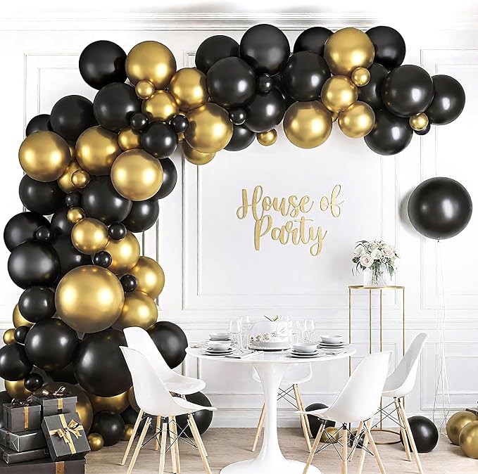 EMART Black and Gold Balloons 12 Inch 60pcs, Latex Balloons - Image 2