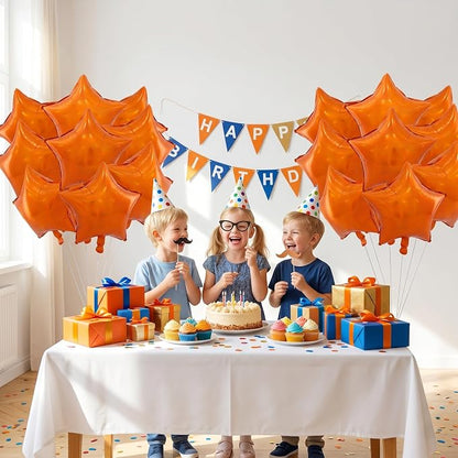 TONIFUL 15 Pcs Star Shaped Balloons 18 Inch Iridescent Orange Foil Balloon | - Image 4