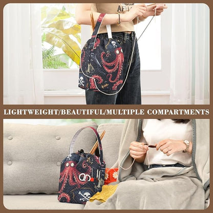 Yarn Bag Small Crochet Bag Drawstring Yarn Storage Organizer Knitting Project - Image 5
