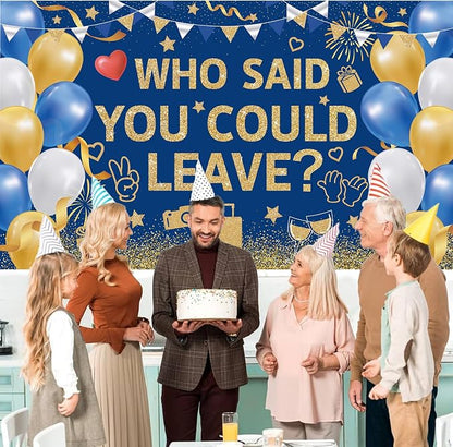 Blue Gold Who Said You Could Leave Backdrop Banner Photography Background - Image 6