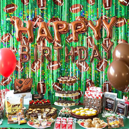 2 Packs Football Foil Fringe Curtain, Baby Shower, Super Bowl, Football Party - Image 2