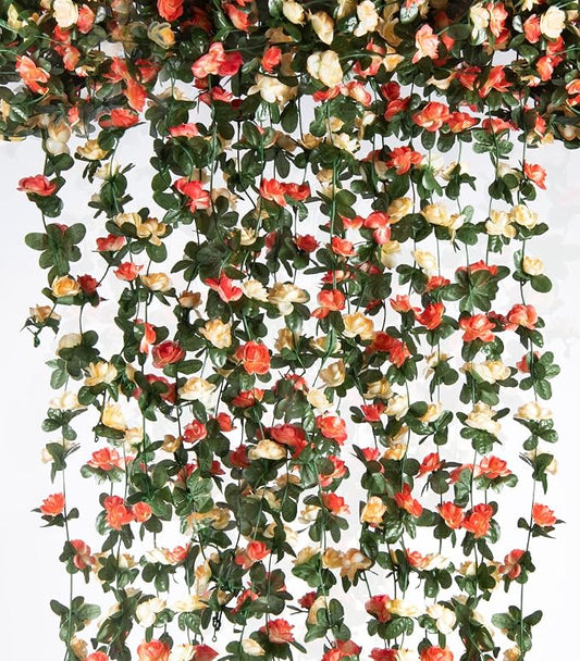 Artificial Flower Garland 6pcs 8.2ft Rose Vine Decor, Champagne Flower | by PONKING