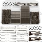 Bobby Pins Set Gray – Bobby Pins, Snap Clips & U Shape Pin, Complete Hair Kit for Women & Girls, for Buns, Updos, Parties & Weddings