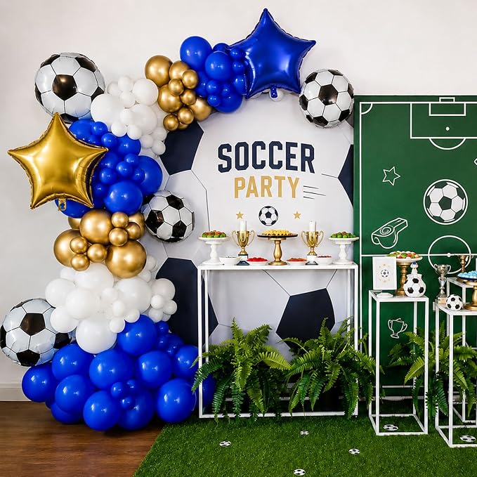 Soccer Balloons, Royal Blue Gold Balloons - Image 4