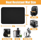 Air Fryer Mat for Air Fryer, 24 x 31in Heat Resistant Mat for Countertop, Fireproof Silicone Countertop Protector Appliance Slider for Air Fryer, Coffee Maker, Toaster, Oven (Black)