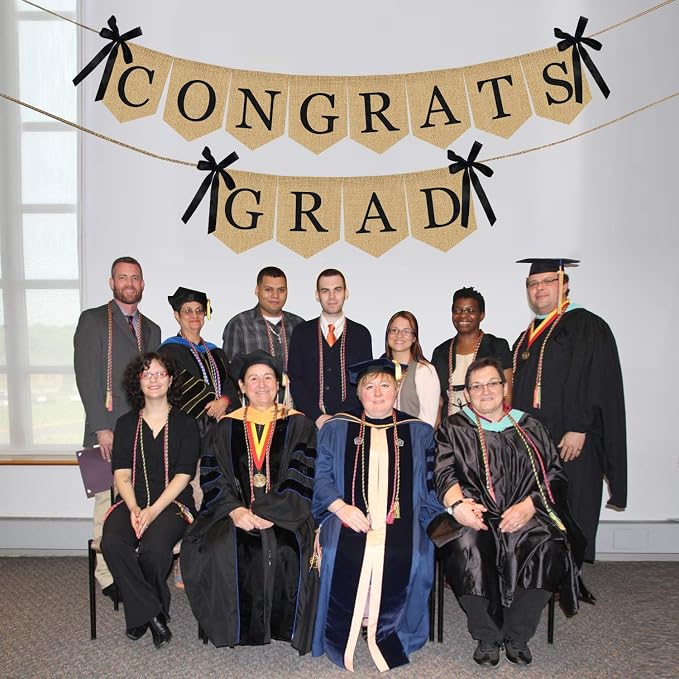 Burlap Congrats Grad Graduation Banner - Image 6