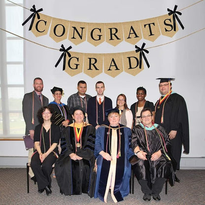 Burlap Congrats Grad Graduation Banner - Image 6