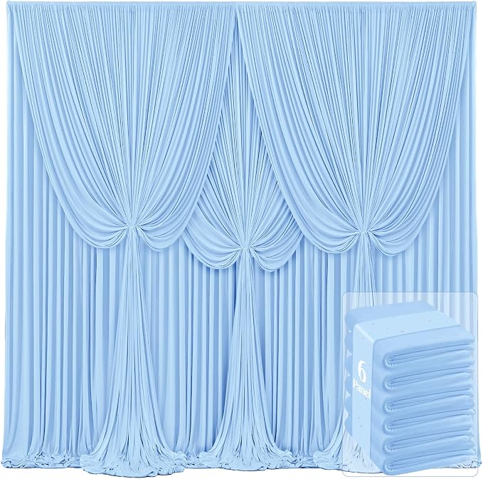 6 Panels Baby Blue Backdrop Curtains by Tao-GePartyDecorations