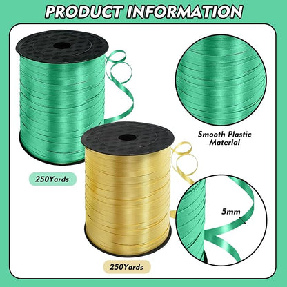 TONIFUL 500 Yards Green and Gold Curling Ribbon Balloon String | Balloon - Image 2